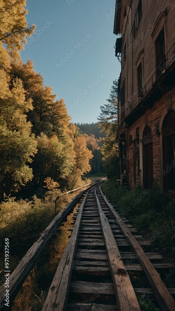 Fototapeta premium railway in the autumn
