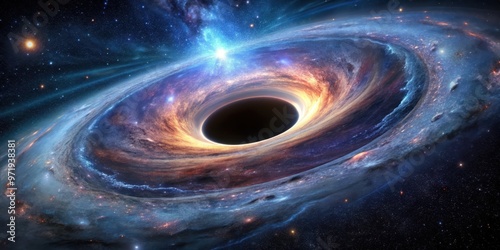 A black hole consuming a galaxy, black hole, galaxy, space, astronomy, science, celestial, devour