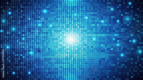 Abstract blue shine fractal mosaic with small square dotted grid pattern background , abstract, blue, shine, fractal, mosaic