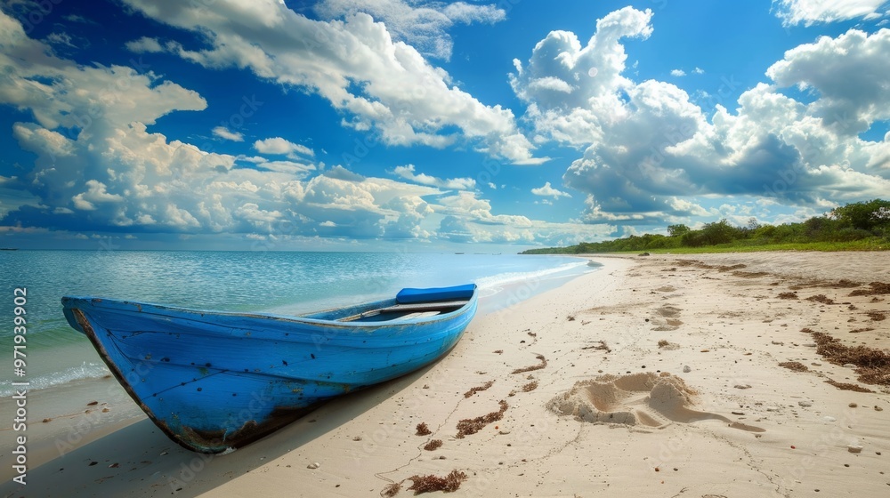 boat on the sand on a beautiful beach generative ai boat on the sand on a beautiful beach generative ai
