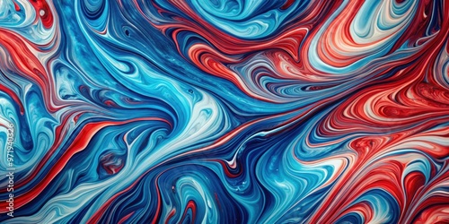 Abstract background resembling swirling liquid marble in shades of blue and red, abstract, background, texture, design, marble