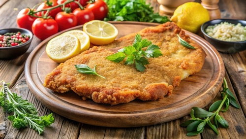 Delicious traditional Italian breaded and fried veal cutlet, Italian cuisine, Milan, breaded, fried, veal, cutlet, gourmet, delicious