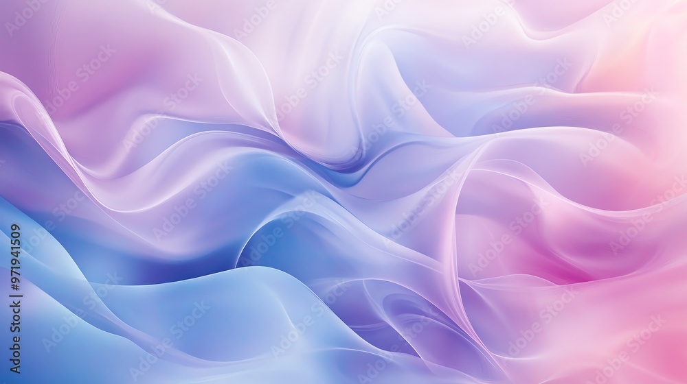 Fluid lines creating harmonious rhythmic waves, soft color palette, tranquil atmosphere, calming rhythms abstract, soothing background for meditation