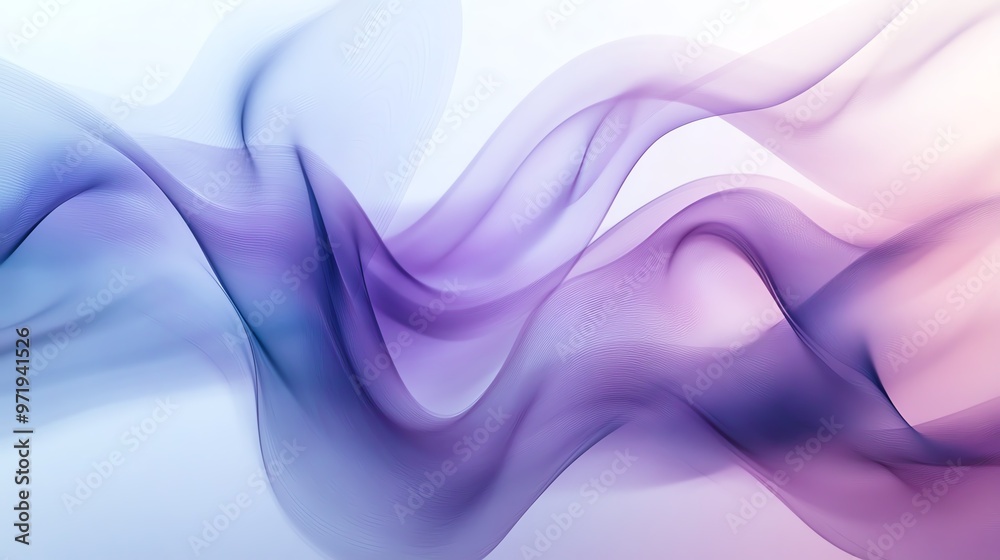 Fototapeta premium Fluid lines creating harmonious rhythmic waves, soft color palette, tranquil atmosphere, calming rhythms abstract, soothing background for meditation