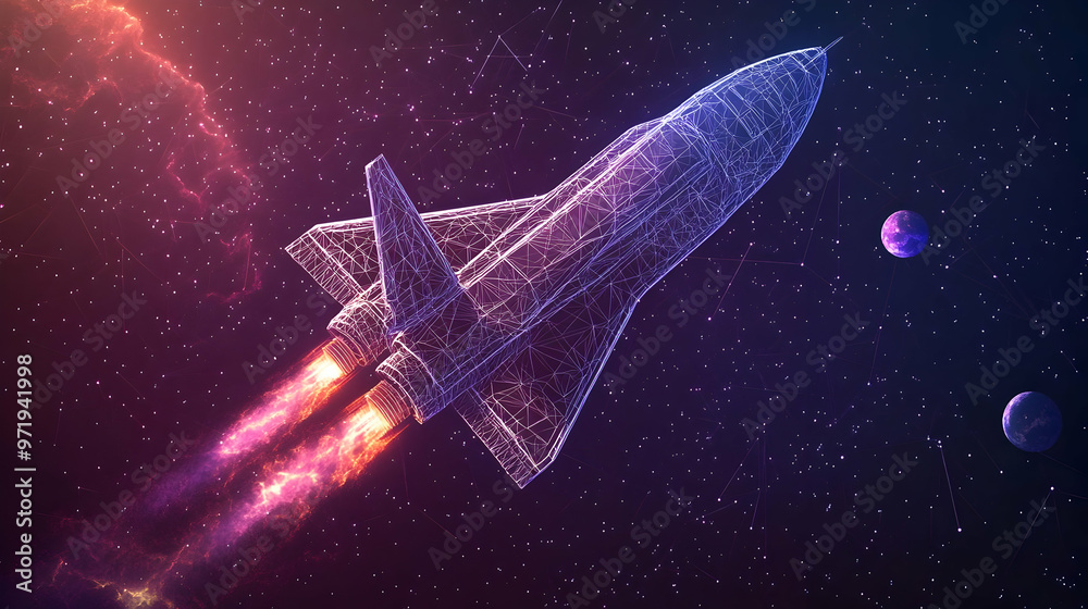 Futuristic Spaceship Soaring Through the Cosmos with Fiery Exhaust Trails and a Starry Background Futuristic Spaceship Soaring Through the Cosmos with Fiery Exhaust Trails and a Starry Background