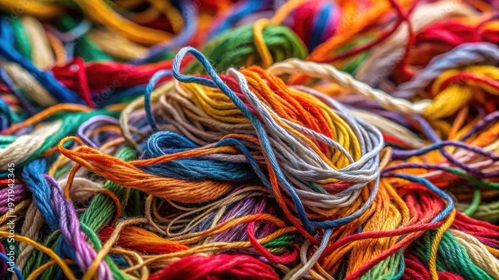 Chaotically tangled embroidery threads in extreme macro, creating a beautiful abstract screensaver concept , chaos Chaotically tangled embroidery threads in extreme macro, creating a beautiful abstract screensaver concept , chaos