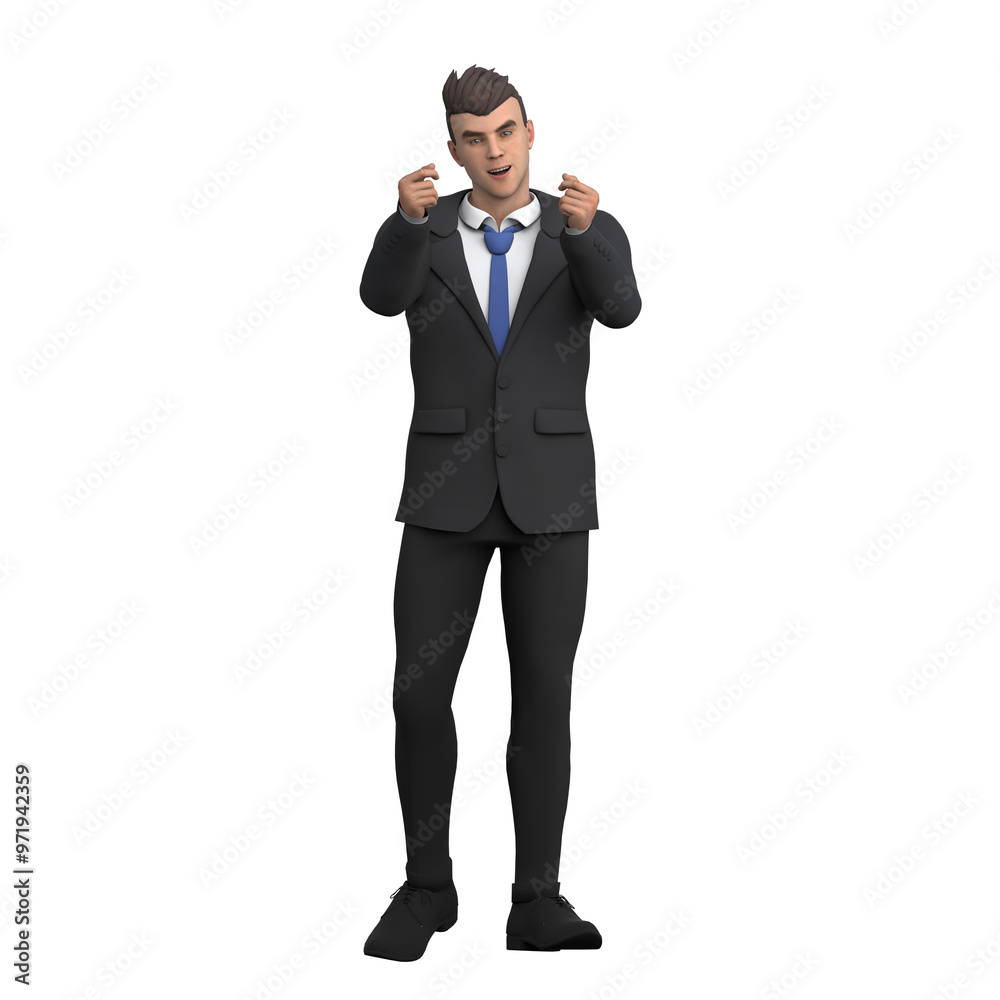 Legal Lawyer Professional in 3D. A male lawyer stands with his index finger and thumb forming a love symbol on both hands. Male Legal Lawyer Professional in 3D. A male lawyer stands with his index finger and thumb forming a love symbol on both hands. Male