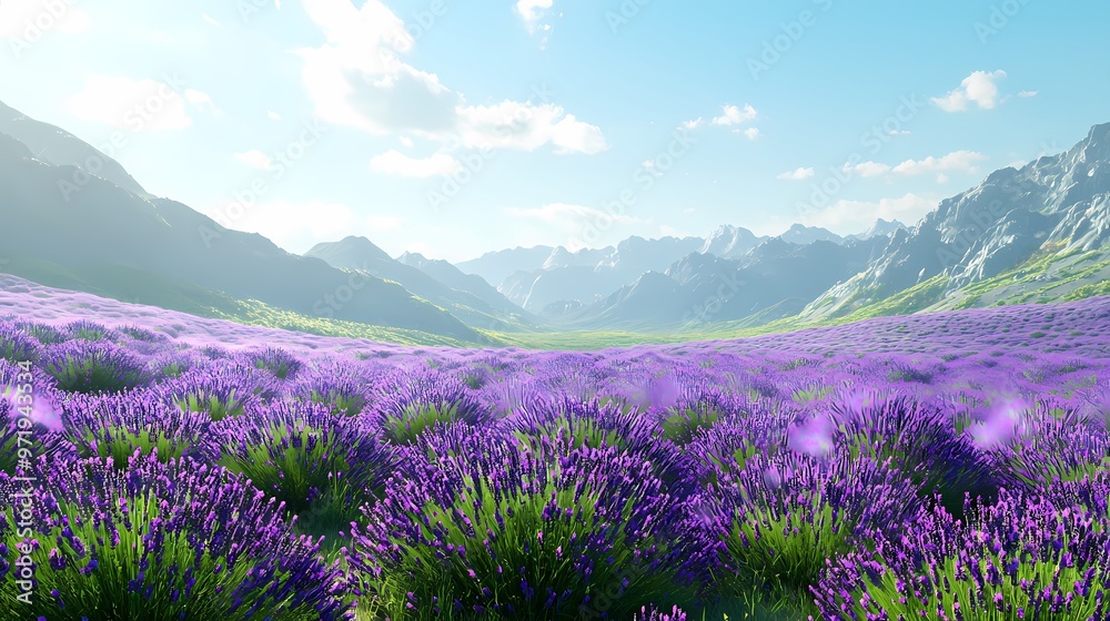 Obraz premium Stunning lavender field under a clear blue sky