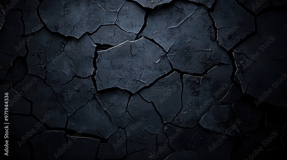 Close-Up of Cracked Dark Earth Texture with Deep Crevices and Rough Surface in Low Light Close-Up of Cracked Dark Earth Texture with Deep Crevices and Rough Surface in Low Light