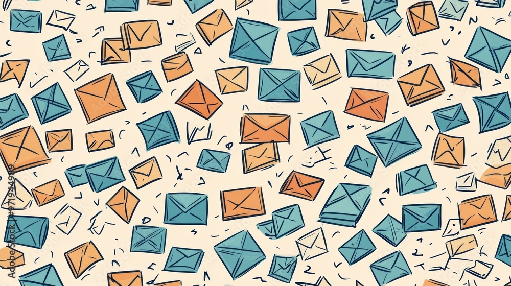 Obraz premium Doodle Illustration of Floating Envelope with Minimal Design