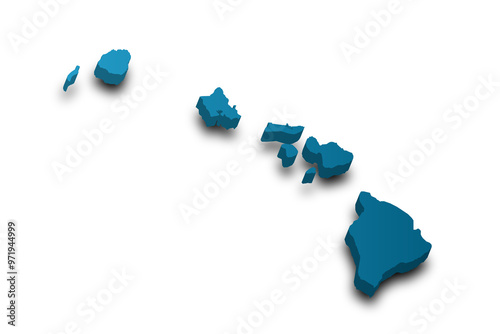 3d Map of Hawaii state with color. United State of America, US, United State photo