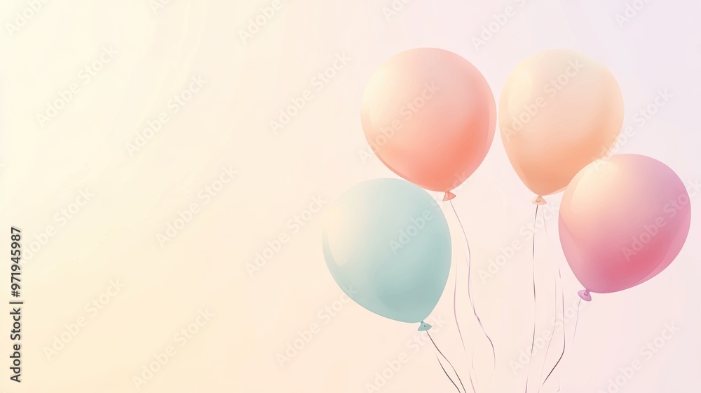 Pastel Balloons Floating in Soft Sunlight Pastel Balloons Floating in Soft Sunlight