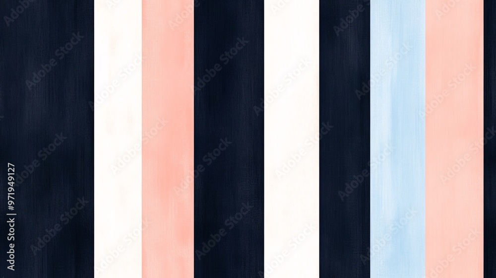 Navy, Peach & White Striped Pattern: A seamless pattern featuring vertical stripes in shades of navy, peach, and white. The pattern is perfect for creating a modern and stylish look. Navy, Peach & White Striped Pattern: A seamless pattern featuring vertical stripes in shades of navy, peach, and white. The pattern is perfect for creating a modern and stylish look.