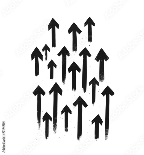 Hand-drawn black arrows pointing upwards on white background