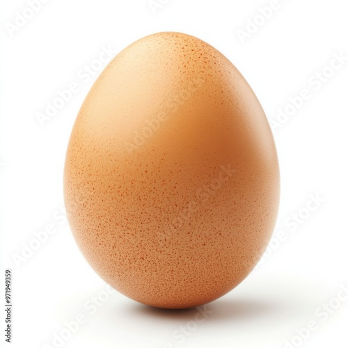 Perfect brown chicken egg on clean white background,