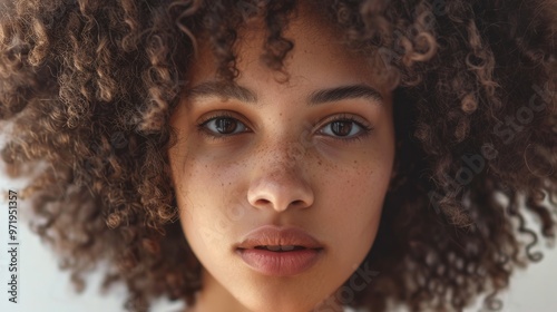 woman with curly hair generative ai