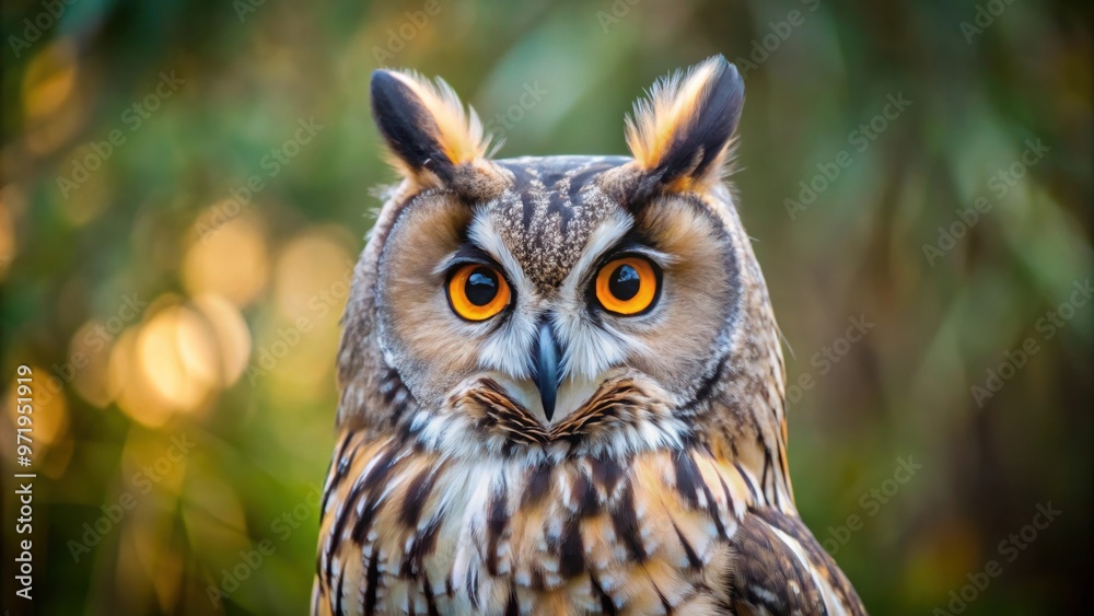 Close up of a Long eared owl in its natural European environment, long eared owl, wildlife, Asio otus, Europe, bird Close up of a Long eared owl in its natural European environment, long eared owl, wildlife, Asio otus, Europe, bird
