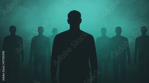 Depiction of a toxic group, isolating one person in a darkened environment, highlighting the effects of negativity photo