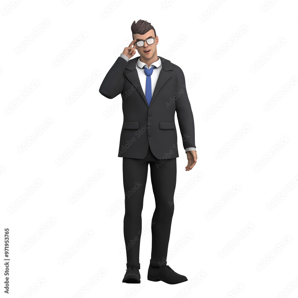 3D Male Legal Character. A male lawyer stands with his right hand holding glasses. Lawyer Professional 3D Male Legal Character. A male lawyer stands with his right hand holding glasses. Lawyer Professional
