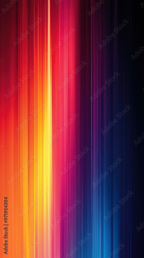 Abstract Gradient Background with Vertical Blurry Lines in Red, Yellow, and Blue Hues