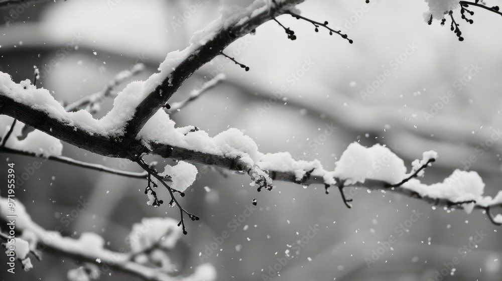 Obraz premium snow on branches generative ai