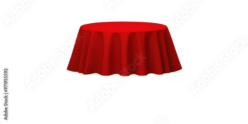 Red Tablecloth on Round Table, PNG