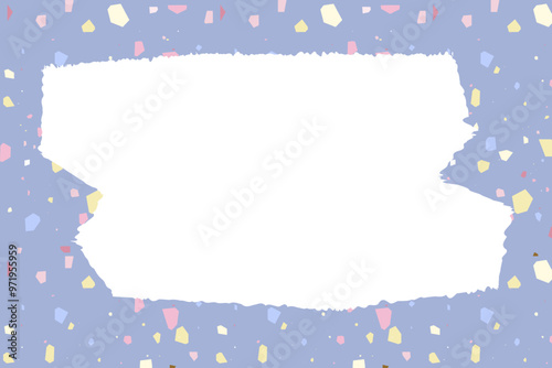 可愛いテラゾの背景と白いギザギザのフレーム