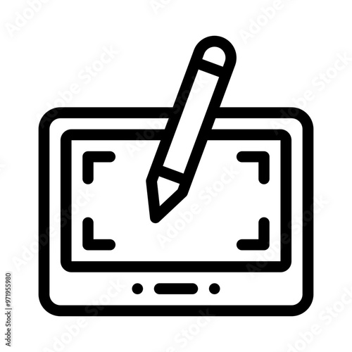 graphic tablet stylus line icon