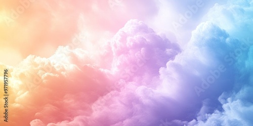 A Dreamy Pastel Sky with Soft, Fluffy Clouds