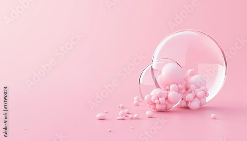  Elegant bubble artistry on a soft pink backdrop