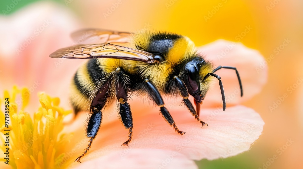 Close-Up Photography of Bumble Bee with flower. Photography Stock. Close-Up Photography of Bumble Bee with flower. Photography Stock.