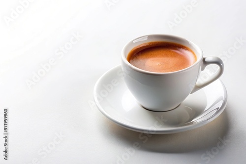 White ceramic cup of coffee on white background isolated