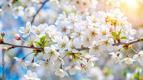 White cherry blossom flowers