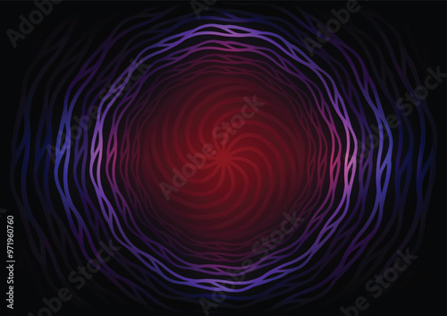 Mandala line red wave geometry center background