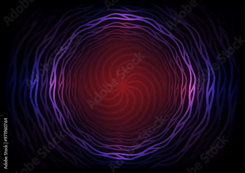 Mandala line red wave geometry center background