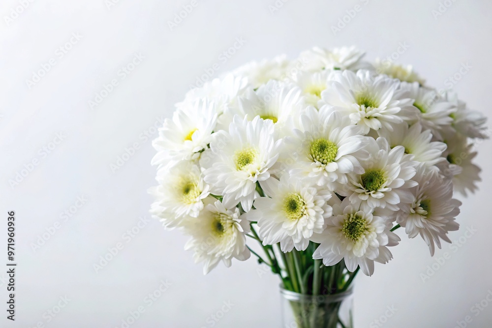 White flower bouquet in medium shot against white background White flower bouquet in medium shot against white background