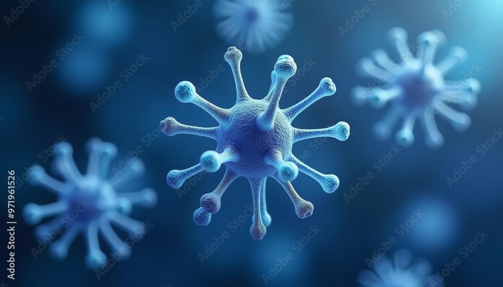 Viral particles in a digital illustration Viral particles in a digital illustration