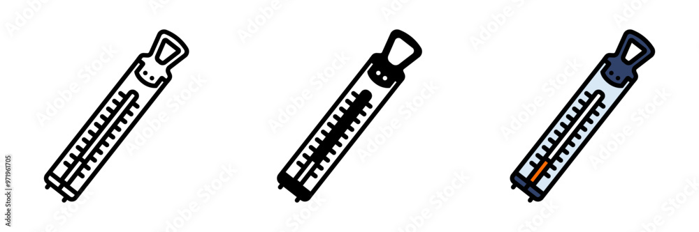 Candy Thermometer Icon, A specialized thermometer designed to measure high temperatures, essential for making candies, caramel, and other confections. Candy Thermometer Icon, A specialized thermometer designed to measure high temperatures, essential for making candies, caramel, and other confections.
