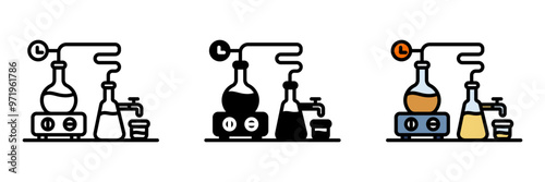 Essential Oil Distiller Icon, A device used to extract essential oils from plants through steam distillation, preserving their aromatic properties.