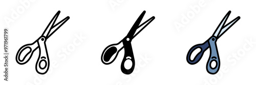 Fabric Scissors Icon, Specialized scissors with sharp blades designed for cutting fabric smoothly, without fraying or damaging the material.