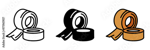 Packaging Tape Icon, Strong adhesive tape used for sealing boxes or packages, ensuring secure transport and protection during shipping.