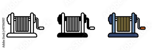 Pasta Maker Icon, A machine used to roll and cut dough into various pasta shapes, offering fresh, homemade pasta-making options.