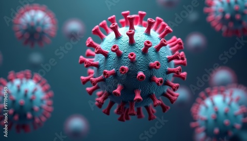  Viral particles in a digital illustration photo