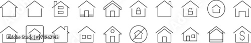 House Line Icon Collection. Editable Stroke. Minimalistic Linear Pictogram for Design of Cards, Apps, Banners, Posts