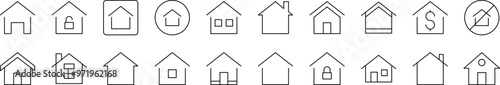 House Line Icon Pack. Editable Stroke. Minimalistic Linear Pictogram for Design of Cards, Apps, Banners, Posts