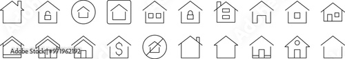 Simple Linear Icon of House. Editable Stroke. Minimalistic Linear Pictogram for Design of Cards, Apps, Banners, Posts