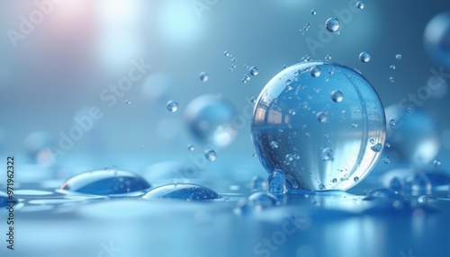 Wallpaper Mural  Ethereal droplets in a blue dreamscape Torontodigital.ca