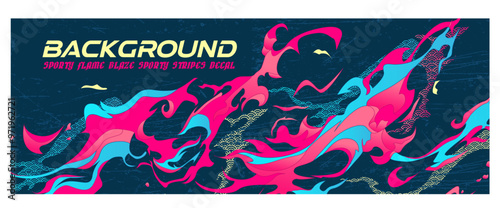 flame fire volcano lava pink sakura Asia Japan illustration anime style banner sporty background decal wrap livery