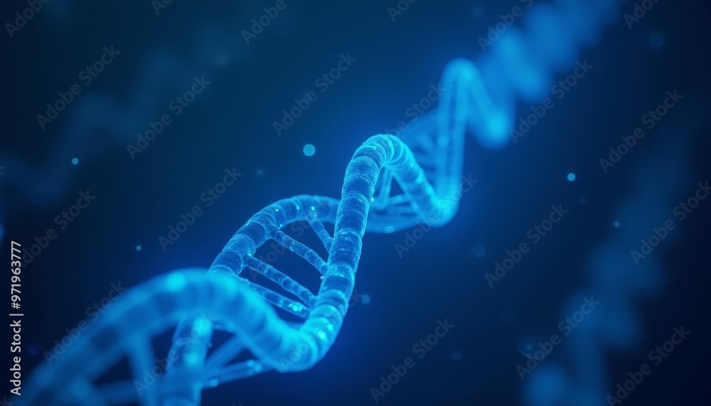  Illuminated DNA double helix in a dark background