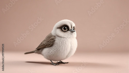 Cute bird in 3D style.
